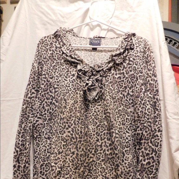 Chaps Classic Leopard Print Blouse 1X - Picture 2 of 6
